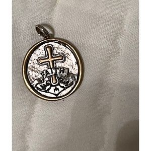 Waxing Poetic Silver and Brass Pendant “faith”